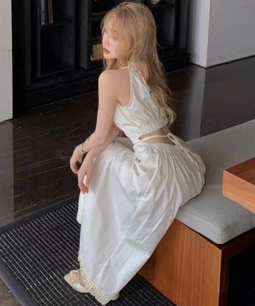 「LADY LIKE」 ノースリーブワンピース M アイボリー レディース_画像6