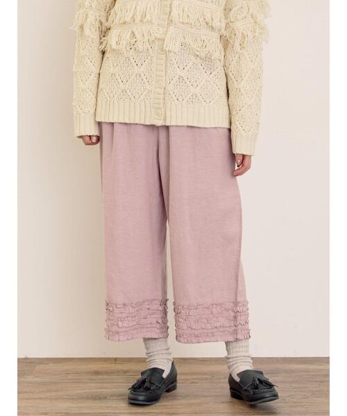 Samansa Mos2（サマンサモスモス） パンツ 「Cross×Linen」裾フリル