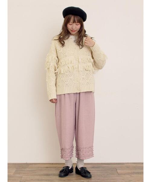 Samansa Mos2（サマンサモスモス） パンツ 「Cross×Linen」裾フリル