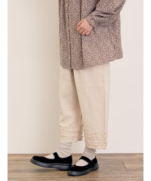 Samansa Mos2（サマンサモスモス） パンツ 「Cross×Linen」裾フリル