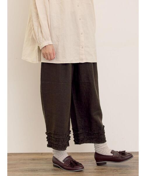 Samansa Mos2（サマンサモスモス） パンツ 「Cross×Linen」裾フリル