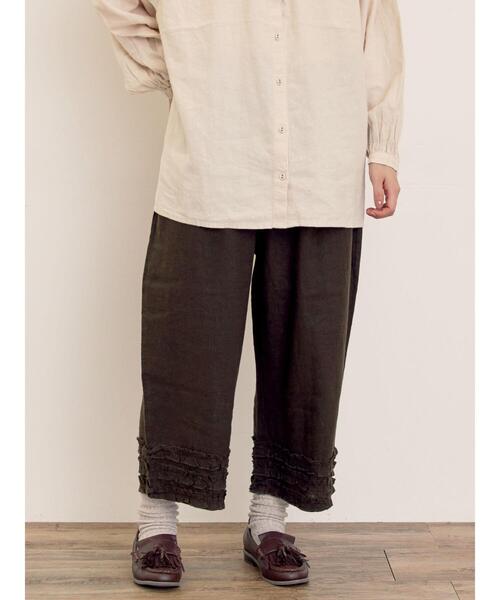 Samansa Mos2（サマンサモスモス） パンツ 「Cross×Linen」裾フリル