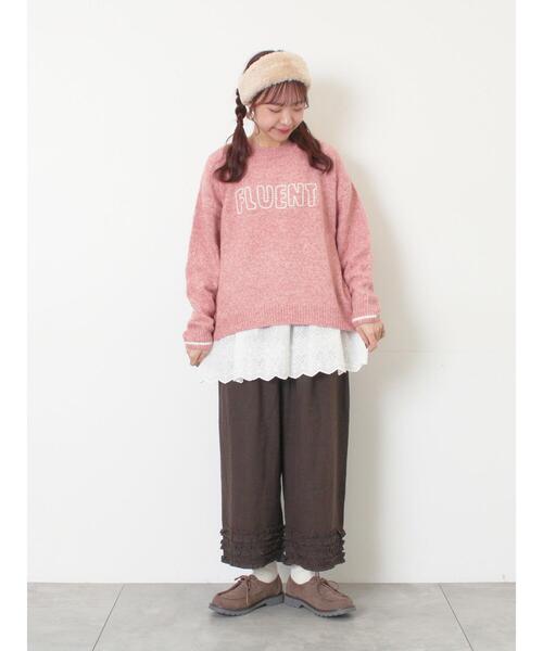 Samansa Mos2（サマンサモスモス） パンツ 「Cross×Linen」裾フリル