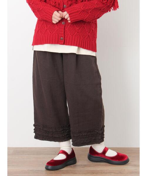 Samansa Mos2（サマンサモスモス） パンツ 「Cross×Linen」裾フリル