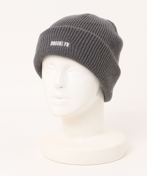 ダークグレー ニット帽 刺繍ロゴ BACK NUMBER ニット帽 ニットキャップ 「BACK NUMBER」刺繍ロゴ