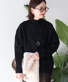 ニット セーター モックネックコクーンニットプルオーバー レディース