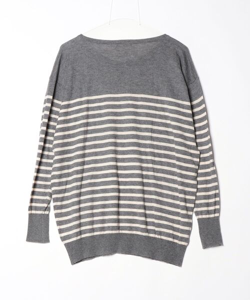 niko and…（ニコアンド） ボーダー柄長袖ニット - グレー レディース