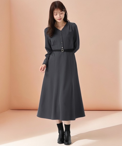 【NEW】ミッシュマッシュ（MISCH MASCH）/2025秋冬新作 ベルト配色Aラインワンピース MISCH MASCH（ミッシュマッシュ） ワンピース 2025秋冬新作 ベルト配色