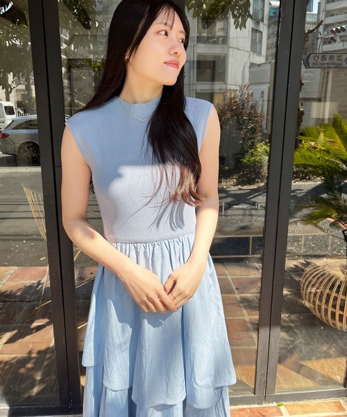 「MISCH MASCH」 ドッキングワンピース フリ- チャコールグレー レディース_画像2