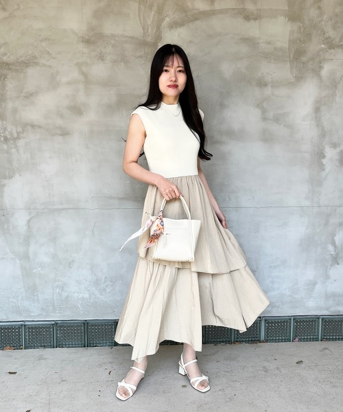 「MISCH MASCH」 ドッキングワンピース フリ- チャコールグレー レディース_画像5