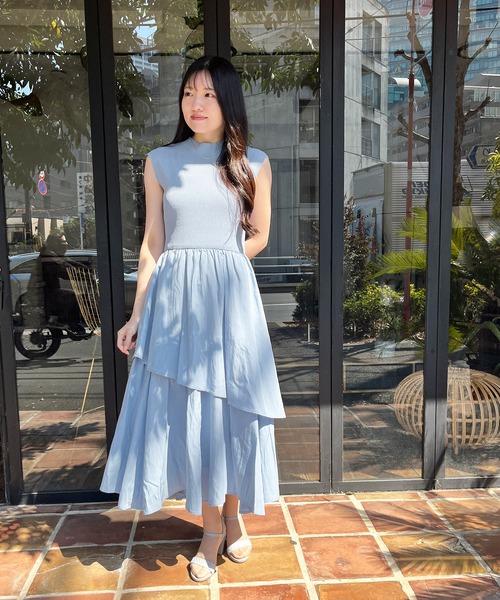 「MISCH MASCH」 ドッキングワンピース フリ- チャコールグレー レディース_画像9