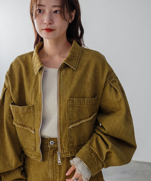 MADNESS ベージュ デニムジャケット FREAK'S STORE/ビッグシルエット オーバーダイ デニムジャケット