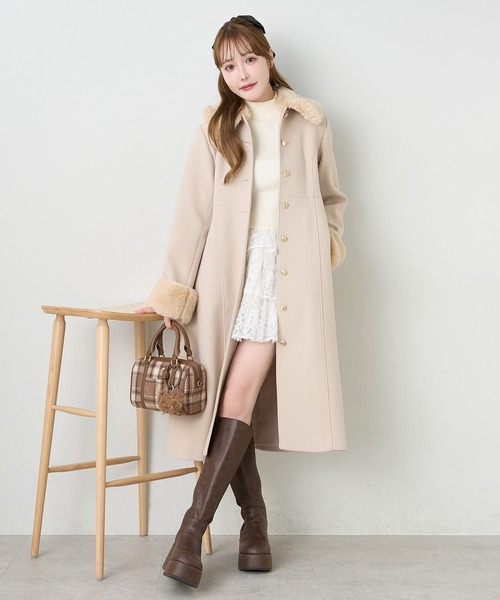 CIVIDINI ファー襟 ベージュロングコート CIVIDINI ファー襟 ベージュロングコート - メルカリ