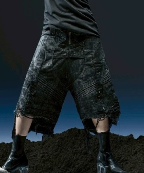 メンズファッション ジーンズ 「RICH」Knight Wide Waxed Short Pants 