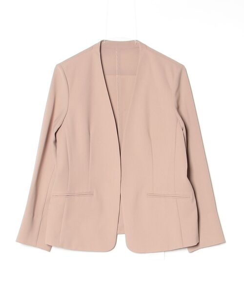 PLST（プラステ） ノーカラージャケット L ベージュ レディース