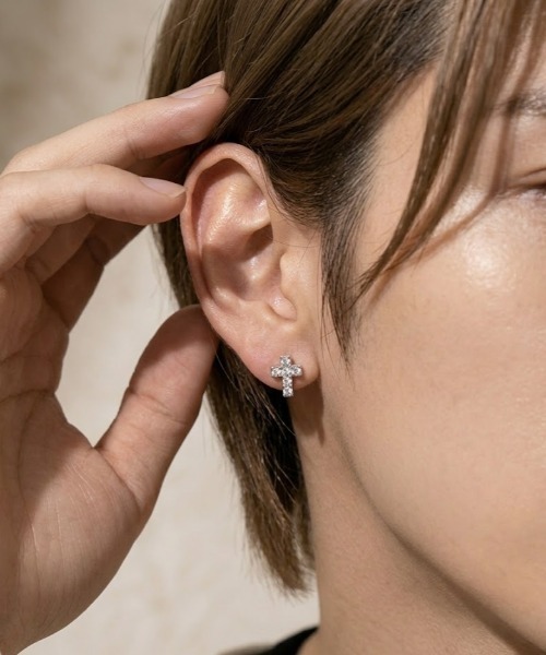 VIBGYOR ピアス 「IZU」 クロススタッドシルバーピアス メンズ