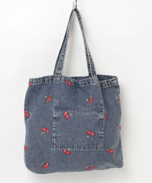 トートバッグ チェリー刺繍デニムトートバッグ レディース : ZOZOTOWN
