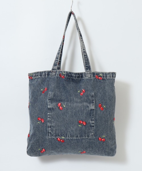 トートバッグ チェリー刺繍デニムトートバッグ レディース : ZOZOTOWN