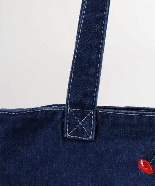 Crossi トートバッグ チェリー刺繍デニムトートバッグ レディース