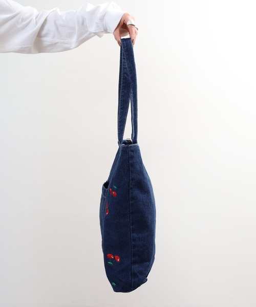 Crossi トートバッグ チェリー刺繍デニムトートバッグ レディース