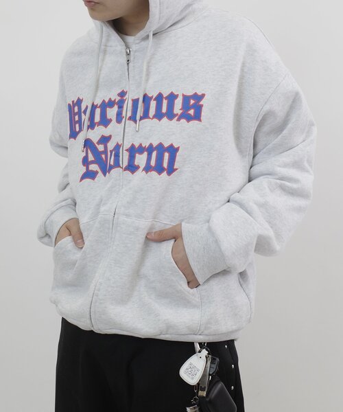 「WHO'S WHO gallery」 ジップアップパーカー LARGE ライトグレー レディース_画像3