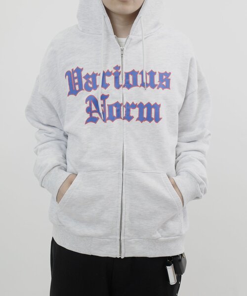 「WHO'S WHO gallery」 ジップアップパーカー LARGE ライトグレー レディース_画像6