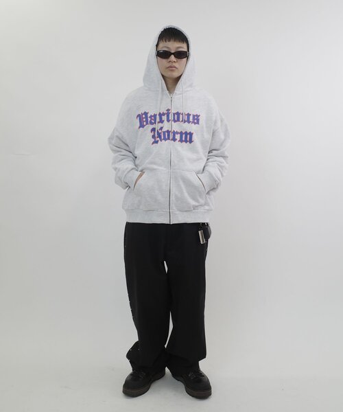 「WHO'S WHO gallery」 ジップアップパーカー LARGE ライトグレー レディース_画像8