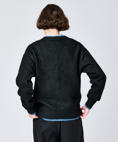 WETTEMPT カーディガン CREW NECK BRUSHED LAYERED CARDIGAN / クルー