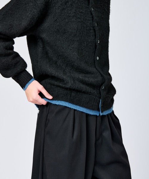 WETTEMPT カーディガン CREW NECK BRUSHED LAYERED CARDIGAN / クルー