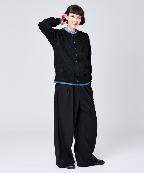 WETTEMPT カーディガン CREW NECK BRUSHED LAYERED CARDIGAN / クルー