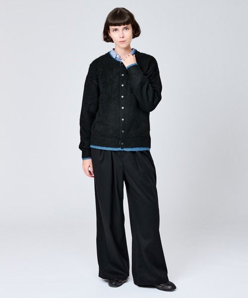 WETTEMPT カーディガン CREW NECK BRUSHED LAYERED CARDIGAN / クルー