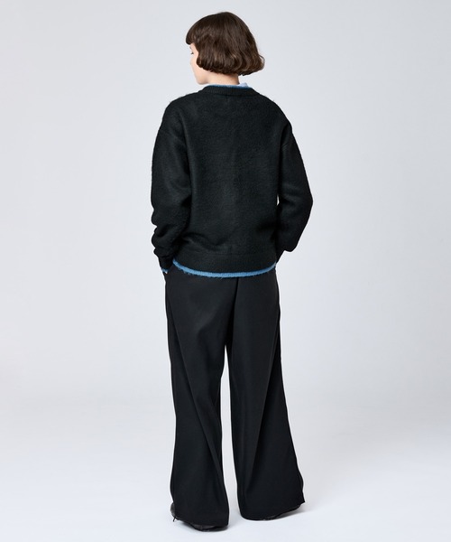 WETTEMPT カーディガン CREW NECK BRUSHED LAYERED CARDIGAN / クルー