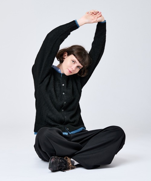WETTEMPT カーディガン CREW NECK BRUSHED LAYERED CARDIGAN / クルー