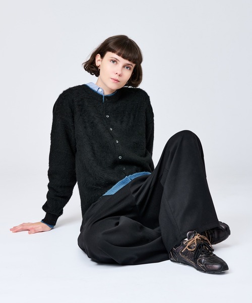 WETTEMPT カーディガン CREW NECK BRUSHED LAYERED CARDIGAN / クルー