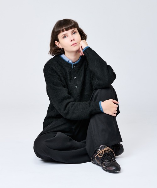 WETTEMPT カーディガン CREW NECK BRUSHED LAYERED CARDIGAN / クルー