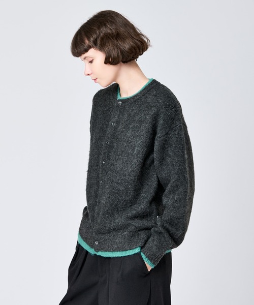 WETTEMPT カーディガン CREW NECK BRUSHED LAYERED CARDIGAN / クルー