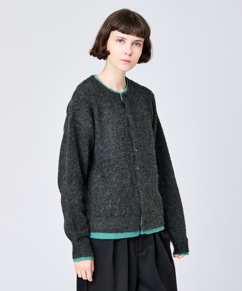 WETTEMPT カーディガン CREW NECK BRUSHED LAYERED CARDIGAN / クルー