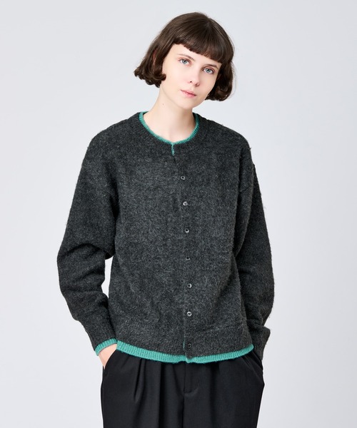 WETTEMPT カーディガン CREW NECK BRUSHED LAYERED CARDIGAN / クルー
