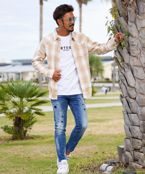 「adamsJUGGLER」 「RTEG」長袖シャツ L ベージュ メンズ_画像2