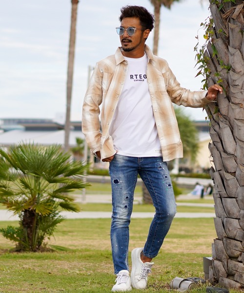 「adamsJUGGLER」 「RTEG」長袖シャツ L ベージュ メンズ_画像3