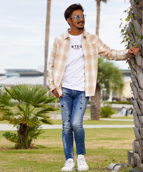 「adamsJUGGLER」 「RTEG」長袖シャツ L ベージュ メンズ_画像4