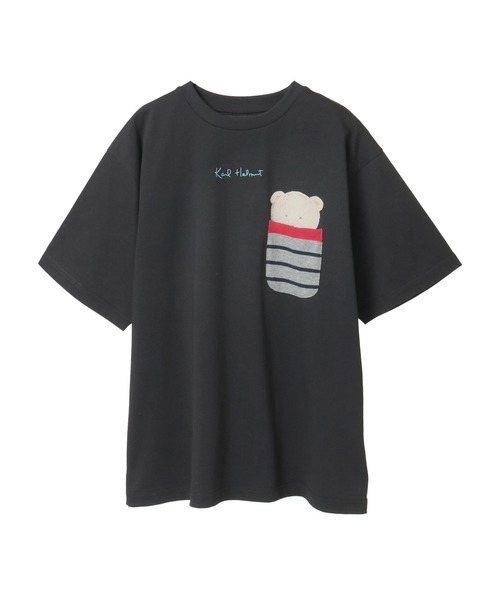 Karl Helmut tシャツ くまプリントポケット付きTシャツ レディース 
