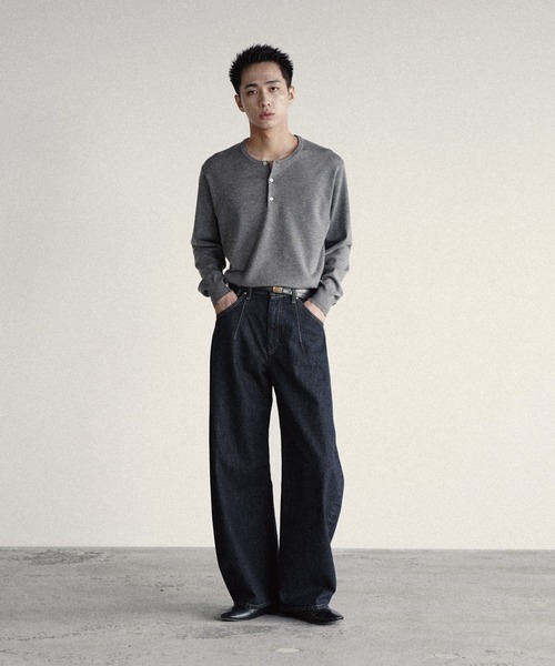 WYM LIDNM ワイドパンツ ジーンズ ARC CURVED DRAPE DENIM メンズ