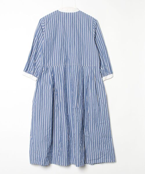 「Sunny clouds」 ストライプ柄長袖ワンピース - ブルー レディース_画像2