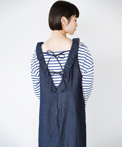 「haco!」 ノースリーブワンピース MEDIUM インディゴブルー レディース_画像6