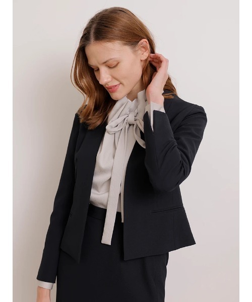 「TONAL」 ノーカラージャケット 36 ブラック レディース_画像9