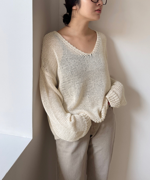 SLOBE IENA（スローブイエナ） ニット セーター ギマヤーンVネックプル