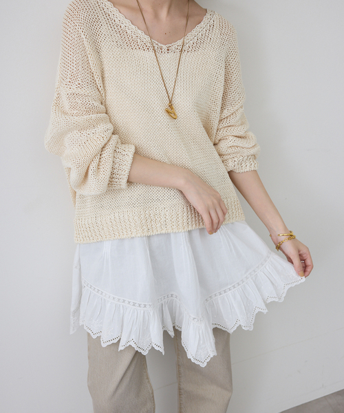SLOBE IENA（スローブイエナ） ニット セーター ギマヤーンVネックプル