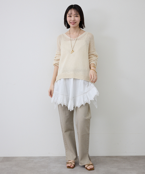 SLOBE IENA☆Ｖネックニットトップス×ニットワイドパンツ　セットアップ SLOBE IENA（スローブイエナ）の「《予約》Vネックミラノリブトップス