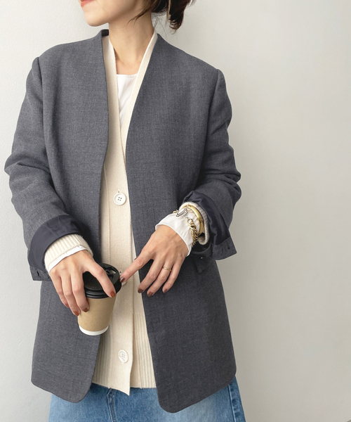 plage（プラージュ） ノーカラージャケット 38 グレー レディース